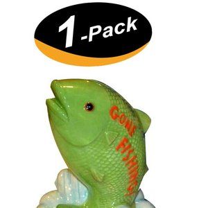 RUSS BERRIE GIMMIE A BREAK GONE FISHING CERAMIC BANK